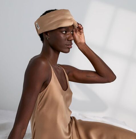 قناع نوم حريري قابل للغسل من لونيا - أسمر هاشد، كبير in Kuwait