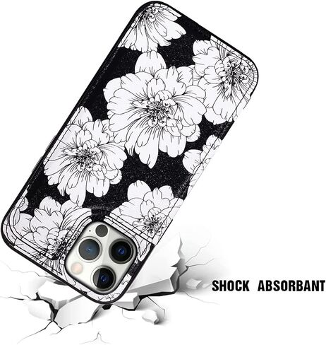 Durable Flip Case Compatible with iPhone 13 Pro,Cute Flowers Card Holder Case with Wallet for Women and Girls,Exclusive Copyright Floral Design-Black Vase Flower in Saudi Arabia