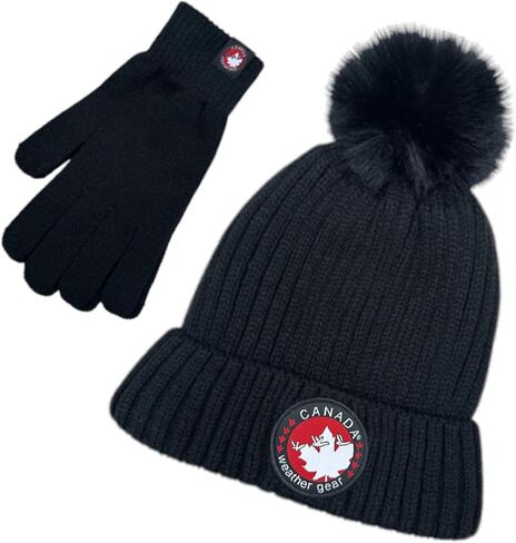 Women's Winter Hat & Gloves Set - Cozy Warm Fur Lined Beanie for Women & Snow Cap - Soft & Stretchy Beanie with Extra Warmth in Saudi Arabia