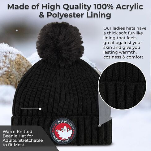 Women's Winter Hat & Gloves Set - Cozy Warm Fur Lined Beanie for Women & Snow Cap - Soft & Stretchy Beanie with Extra Warmth in Saudi Arabia