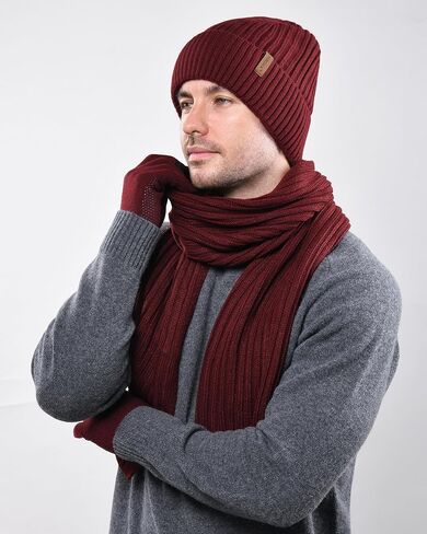 FURTALK Winter Warm Knit Beanie Hat Long Scarf Touchscreen Gloves Set Fleece Lined Skull Cap for Men Women in Saudi Arabia