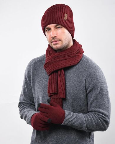 FURTALK Winter Warm Knit Beanie Hat Long Scarf Touchscreen Gloves Set Fleece Lined Skull Cap for Men Women in Saudi Arabia