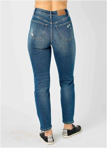 Judy Blue Women's High-Rise Tummy Control Slim Jeans 88776 (Dark Blue, 24 Plus) in Saudi Arabia