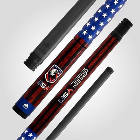 RHINO Jump Cue - 3/8-8 مفصل - عمود من ألياف الكربون بنسبة 100%، قطر الطرف 13.9 مم، 3 قطع، الطرف والطويق: أجود مواد الباكليت؛ القفز جديلة بعقب: المواد المركبة in Saudi Arabia