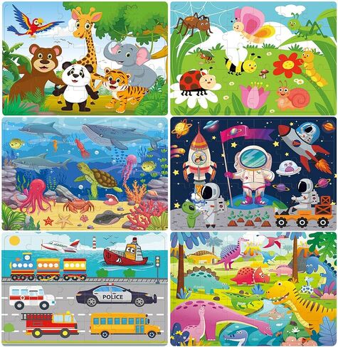Puzzles for Kids Ages 4-6, Set of 4 Packs with 24-Piece,Preschool Educational Brain Teaser Toys for Boys and Girls 3-8 Years Old in Saudi Arabia