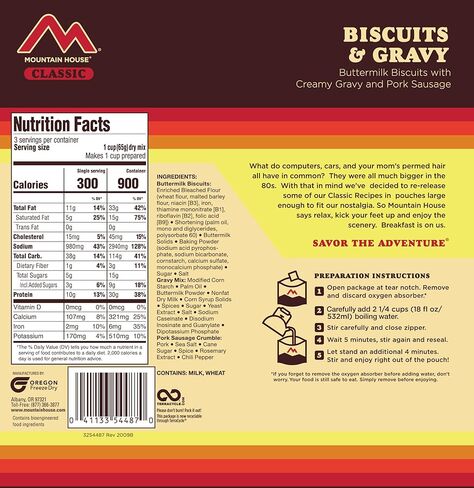 ماونتن هاوس كلاسيك بسكويت ومرق | تجميد الغذاء المجفف على الظهر والتخييم | 3 حصص in Kuwait