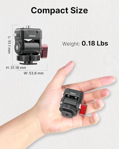 ULANZI Hot Shoe Cold Shoe Adapter Mount with 1/4'' Mount, Magnetic Quick Mount, 180° Tilt Adjustable, Universal Camera Accessory for for DJI OSMO Action 3/4 in Saudi Arabia