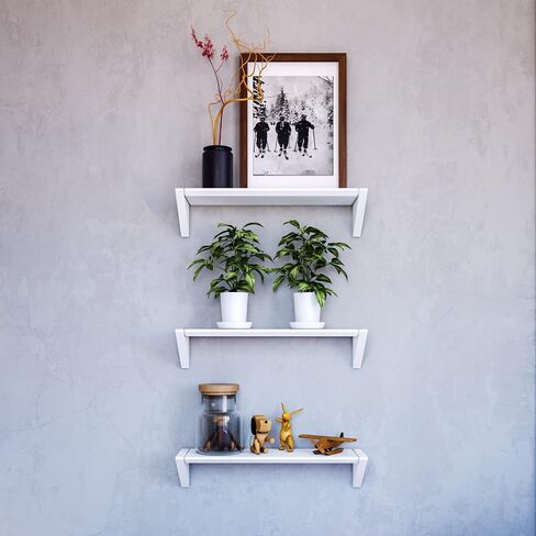 Reversible White Floating Shelves - Set of Two White Floating Shelves for Wall in Living, Bedroom, Bathroom, Kitchen, and Office - D in Saudi Arabia