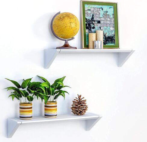 Reversible White Floating Shelves - Set of Two White Floating Shelves for Wall in Living, Bedroom, Bathroom, Kitchen, and Office - D in Saudi Arabia