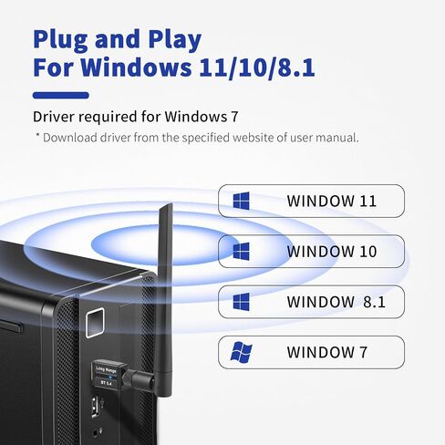 Latest Bluetooth 5.4 USB Adapter for PC Laptop, 20M Range Wireless Transmitter Dongle for Computer Desktop Windows 11 10 8.1 7, Plug n Play, Pair w/Headset Headphones Speaker Keyboard Mouse in Saudi Arabia