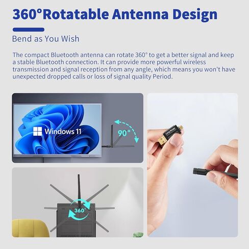 Latest Bluetooth 5.4 USB Adapter for PC Laptop, 20M Range Wireless Transmitter Dongle for Computer Desktop Windows 11 10 8.1 7, Plug n Play, Pair w/Headset Headphones Speaker Keyboard Mouse in Saudi Arabia