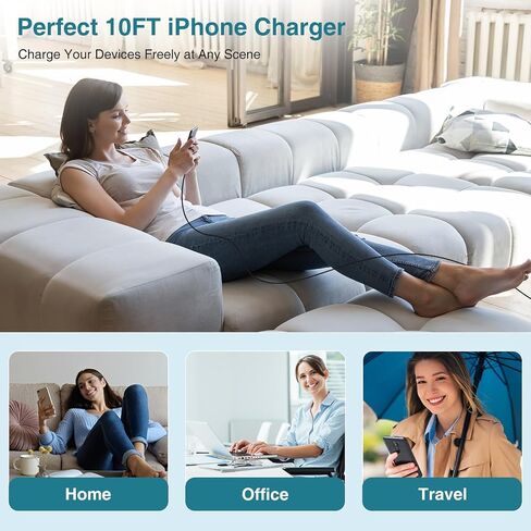 iPhone 15 14 13 12 Charger 6ft,[MFi Certified] 30W for iPhone Charger Fast Charging, Lightning Cable USB C Fast Charger for iPhone 15 14 13 12 11/Pro/Pro Max,iPad 12.9/11/10.9. in Saudi Arabia