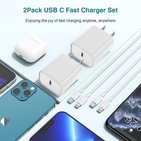iPhone 15 14 13 12 Charger 6ft,[MFi Certified] 30W for iPhone Charger Fast Charging, Lightning Cable USB C Fast Charger for iPhone 15 14 13 12 11/Pro/Pro Max,iPad 12.9/11/10.9. in Saudi Arabia