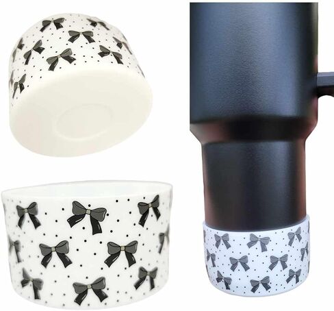 Black Bow Print Stanley Silicone Water Bottle Boots For 20-40oz Stanley, Brumate, Hydrojug, and more!, White in Saudi Arabia