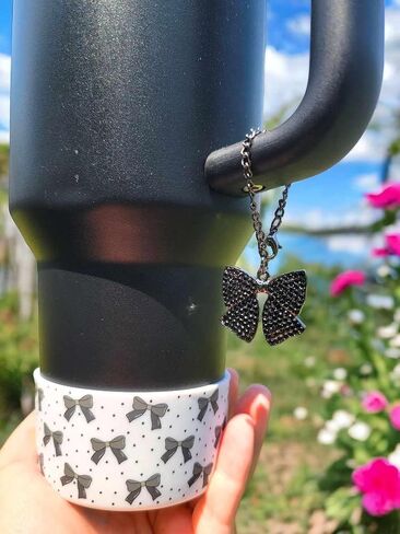 Black Bow Print Stanley Silicone Water Bottle Boots For 20-40oz Stanley, Brumate, Hydrojug, and more!, White in Saudi Arabia