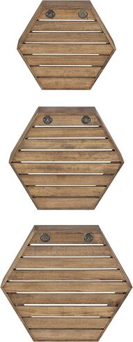 Kate and Laurel Putnam Hexagon Shelf, Set of 3, Gold, Dynamic Geometric Wall Decor and Storage in Saudi Arabia