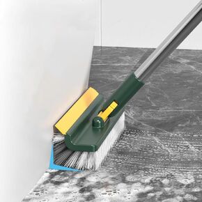 Floor Scrub Brush with Long Handle, 3 in 1 Scrape and Heavy-Duty Stiff Bristle Scrubber Brush with Hair Clip, Deck Brush for Cleaning Shower Bathroom, Patio, Garage, Kitchen, Bath (White)