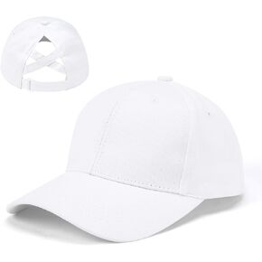 Women's Oversize Criss Cross Ponytail Baseball Cap for Big Heads, Cotton Ponytail Cap with Adjustable Band