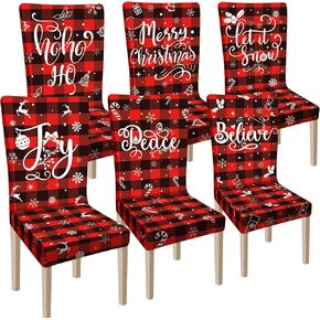 Ganeen 6 Pcs Christmas Chair Covers Merry Christmas Chair Back Cover Stretch Christmas Seat Cover Washable Xmas Dining Chair Protector Slipcover for Dining Room Kitchen Holiday Party (African Style)