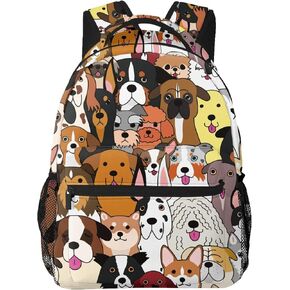 Dog Fun Cute Face Backpack For School Laptop Bags Bookbag Big Casual Daypack For Student Girls Boys Kids Teens Travel Sports Work