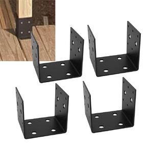 CNQLIS 4 PCS Heavy Duty Shelf Post Base Fit 4" x 4" Column Anchor Connectors, Mounting Bracket Support, with Internal Dimensions of 3 1/2 Inches, Thickness 3mm, Black