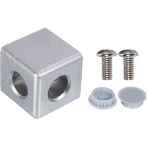 uxcell 1Set 40x40x40mm 2-Way Corner Bracket Cube, Aluminum Alloy Block for 2020 Series Aluminum Extrusion Profile with Screws