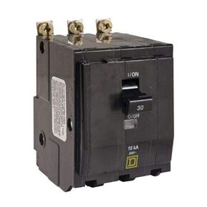 Square D QOB340 Miniature Circuit Breaker, 240 VAC/48 VDC, 40 A, 10 kA Interrupt, 3 Poles