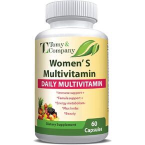 Tomy & Company Gluten-Free Vegetarian Women's Multivitamin with Zinc, B6, B12, Biotin and More - Hair, Skin & Nails, Bone Health, Immune Support, Women's Daily Vitamin Supplements Capsules