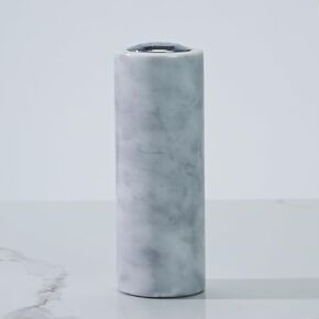 White Marble Adjustable Grind Pepper Mill with Grey Veining and Stainless Steel Mechanism,Kitchen,Salt & Pepper Mills,Marble Kitchen Supplies (Pepper Miller)