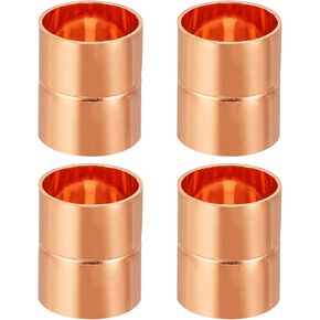 PATIKIL 1-1/4 Inch ID Copper Coupling Fittings, 4 Pcs Rolled Tube Stop Straight Pipe Fitting Welding Joint for HVAC Air Conditioning Plumbing Refrigeration