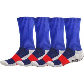 Falari 4 Pairs Athletic Socks Sport Running Calf Socks Non-Slip Grip Bottom Crew Socks for Men Fit Shoe Size 7-11