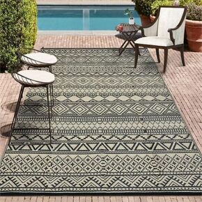 GAOMON Outdoor Rug 9x12 Waterproof Carpet Patio Rug Mat Indoor Outdoor Area Rug Reversible Patio Rug for Picnic Beach Deck-Outdoor, Teal