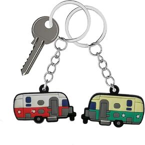 TrustBlai Camper Keychains Set of 6, RV Camping Keyring, Couples Camping Key Chain Gifts for Men Women Travel Trailers