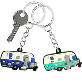 TrustBlai Camper Keychains مجموعة من 6، حلقة مفاتيح للتخييم RV، سلسلة مفاتيح للتخييم للأزواج هدايا للرجال والنساء ومقطورات السفر