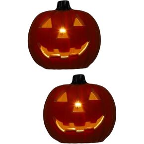 Toddmomy Halloween Decor of 2 LED Halloween Pumpkin Halloween Pumpkin Lantern Battery Operated Pumpkin Light up Pumpkin Lantern, 8 inch Halloween Decorations