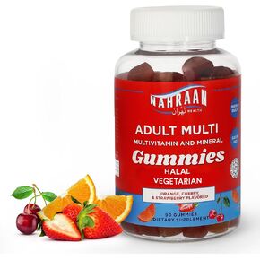 Halal Vitamins for Adults - Halal Multivitamins for Women & Men - Vitamin A, C, D, E, B6, B12 - Vegetarian, Halal Gummies - 90 Count