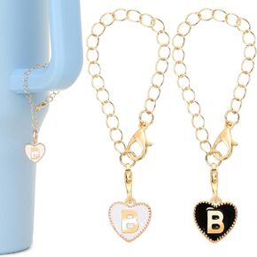 HOMICO 2PCS Heart Shaped Letter Chain Accessories for Stanley Cup Personalized Name ID Letter Chain Accessories for Stanley Tumbler