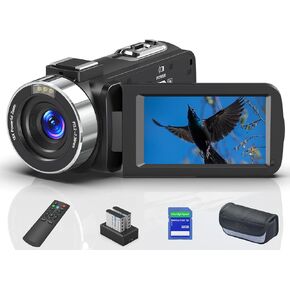 كاميرا فيديو بدقة 8K بدقة 64 ميجابكسل وكاميرا فيديو بتكبير رقمي 18X لليوتيوب وكاميرا تسجيل فيديو بشاشة قلاب 3.0 بوصة مع بطاقة SD سعة 32 جيجابايت وجهاز تحكم عن بعد 2.4 جيجا بايت وبطاريتين وميكروفون خارجي in Kuwait