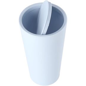 سلة مهملات صغيرة لسطح المكتب من Pokinge، سلة مهملات بلاستيكية صغيرة مع غطاء متأرجح، صندوق قمامة صغير على سطح الطاولة للمنزل والمكتب والمطبخ وطاولة الزينة وغرفة النوم (أزرق) in Kuwait