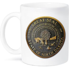 3dRose mug_55283_4 "Great Seal of North Dakota (PD-US)" Two Tone Black Mug, 11 oz, Multicolor