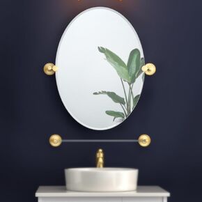 Gatco 5059LG Designer II Frameless Oval Mirror, 32 Inch, Brushed Brass