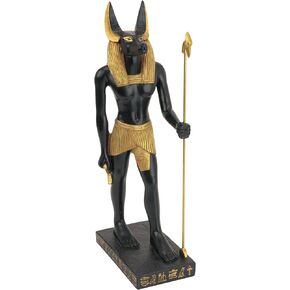 Design Toscano WU67877 Anubis Jackal God of the Egyptian Realm Figurine Statue, 8 Inch, Polyresin, Black and Gold