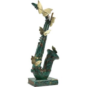 Lukitas Butterflies on Saxophone Statue Home Decor, Graffiti Saxophone and Butterflies Sculpture, Creative Ornament for Office Living Room, Resin 17''