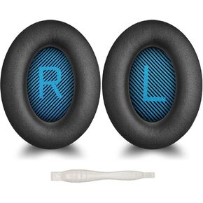 Earpads Cushions for Bose QC25,Bose Replacement Ear Pads for Bose QuietComfort 15 QC25 QC2 QC35/Ae2 Ae2i Ae2w/Sound True & Sound Link Around-Ear Series. Soft Protein Leather (P-QC25-B)