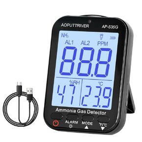 AP-5800G Ammonia Gas Detector, Rechargeable Ammonia Gas Monitor, 0~100 PPM NH3 Monitor & 0.1ppm Resolution with Temperature(℉/℃), Humidity for Poultry, Farm