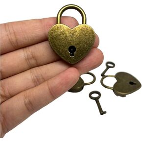 3pcs Small Heart-Shaped Metal Lock with Key Set, Mini Love Lock for Diary Book, Jewelry,Backpack, Padlock Luggage Lock Padlock