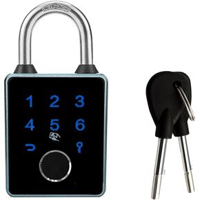 Combination Padlock,Fingerprint Bluetooth Padlock, Mobile APP, Smart Padlock, Touchscreen,Water Resistant, Suitable for Gym,Outdoor,Warehouse, Sports,Suitcase, Bike, School, Fence and Storage