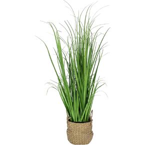 Northlight Artificial Onion Grass Plant in Basket, 28", Green