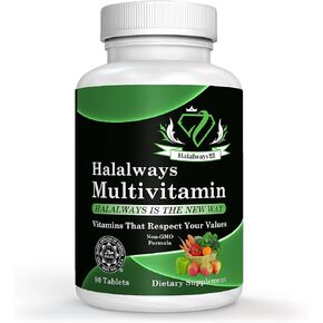 Halalways Multivitamin Certified Halal Multivitamin, Supplement Tablet with Vitamin A, Vitamin C, Vitamin D, Vitamin E and Zinc for Immune Health Support, B12, Calcium & More