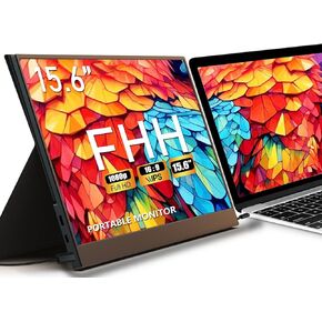 FHH Laptop Screen Extender, 14" FHD 1080P Triple Monitor for Laptop Extension- 315°Rotate Portable Dual Monitor Screen for 13.3"-16.5" Laptops Type-C/HDMI/USB-A Plug & Play for Wins/Mac/Chro